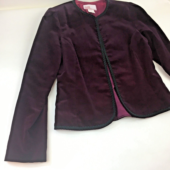 renaissance Ren Faire Womens Velvet jacket lined Size 8 Plum Black Boho - Picture 3 of 16